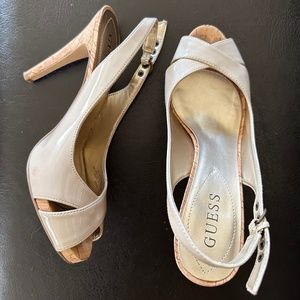 Guess Nude Cork Platform Heels